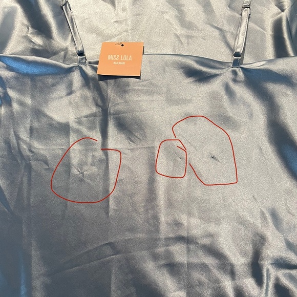 Baby Blue Silk Slip Dress with Rouched side to adjust the length of the dress. - Picture 4 of 4